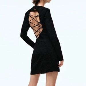 Zara Black Backless Lace-Up Dress